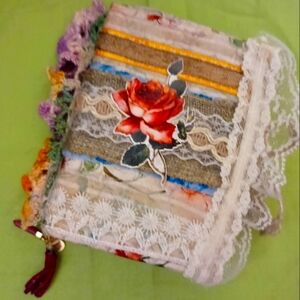 Unique Handmade junk journal - small eclectic mix of spring colors, & Florals.